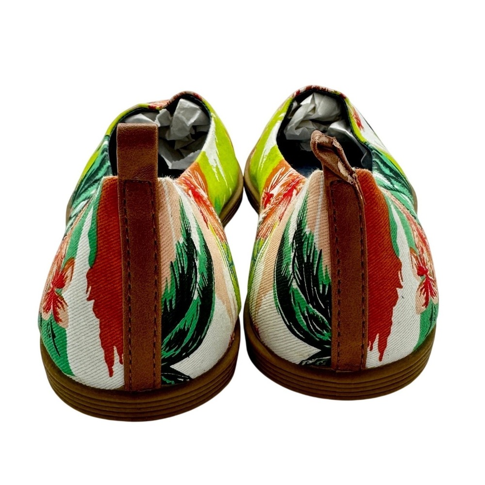 Mudd Ballet Flats Women 8 Green Red Tropical Floral MDCOSMICPRINT NEW - Picture 5 of 11